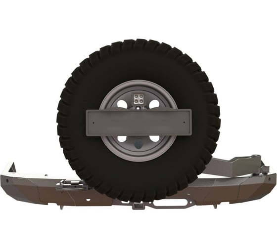 Бампер силовой задний STC тип Revo Toyota Land Cruiser Prado 150 2017+ с квадратом под фаркоп, площадкой под лебедку, кронштейном крепления запасного колеса по центру и кронштейном крепления гос номера STC-TLCP150/17-BRR-W-C1