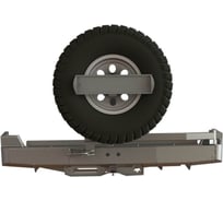 Бампер силовой задний STC Toyota Land Cruiser 100 с квадратом под фаркоп, площадкой для лебедки, кронштейном крепления запасного колеса по центру и кронштейном крепления гос номера STC-TLC100-BR-W-C1