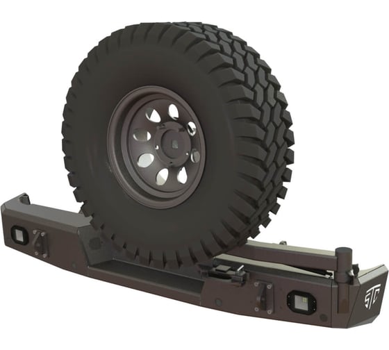 Бампер силовой задний STC Toyota Tundra 2006-2013 калитка справа, фарами заднего хода/ПТФ STC-TT06-BR-C2-L2 1
