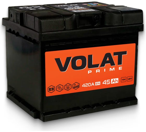 Аккумуляторная батарея VOLAT Prime 45Ah R+ (низкий) VS450 1