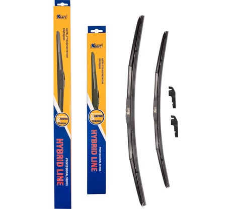 Комплект гибридных щеток стеклоочистителя 550/340 мм, 1 адаптер KRAFT 830911