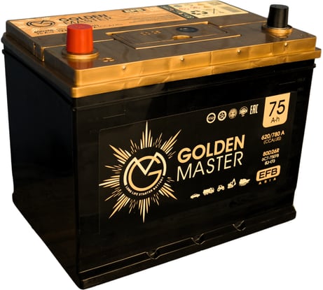 АКБ GOLDEN MASTER EFB ASIA 6СТ-75 (L)-(1) 620А 260x175x225 мм 4657819154903