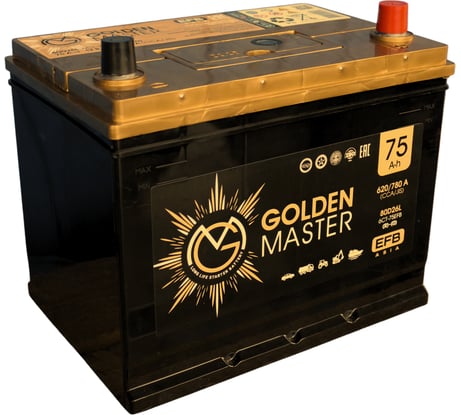 АКБ GOLDEN MASTER EFB ASIA 6СТ-75 (R)-(0) 620А 260x175x225 мм 4657819154910