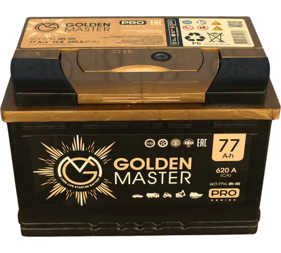 АКБ GOLDEN MASTER pro 6СТ-77 N (R)-(0) 620A 278x175x190 мм 4657819154958