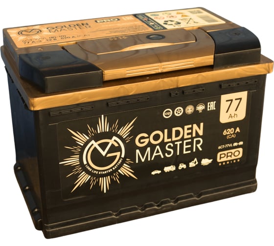 АКБ GOLDEN MASTER pro 6СТ-77 N (R)-(0) 620A 278x175x190 мм 4657819154958