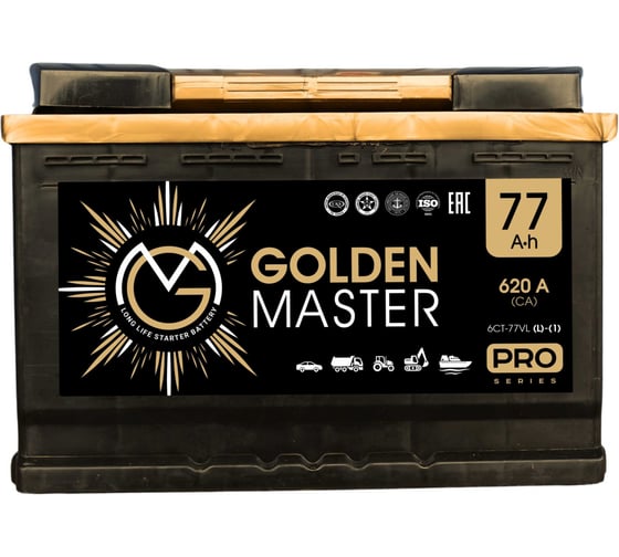 АКБ GOLDEN MASTER pro 6СТ-77 N (L)-(1) 620A 278x175x190 мм 4657819154941