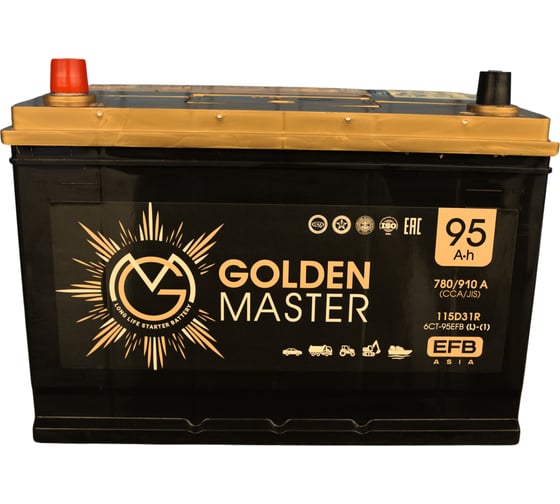 Автомобильный аккумулятор GOLDEN MASTER EFB ASIA 6СТ-95 (L)-(1) 780А 306х175х225 4657819154927