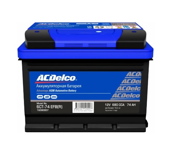 Аккумулятор ACDelco GM Advantage EFB 6СТ-74 LЗ (R) Обратная Полярность 19380007