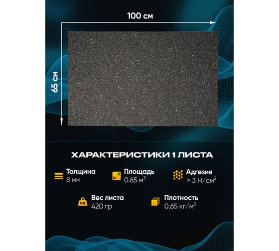 Шумоизоляция SGM для авто самоклеящаяся BB-Ton 8 мм, 1 лист (100 x 65 см) SGM.BBT.8.1