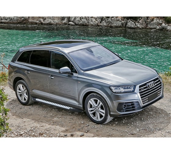 Пороги на автомобиль Rival Bmw-Style круг для Audi Q7 II 2015-2020-н.в., 193 см, 2 шт., алюминий D193AL.0304.1