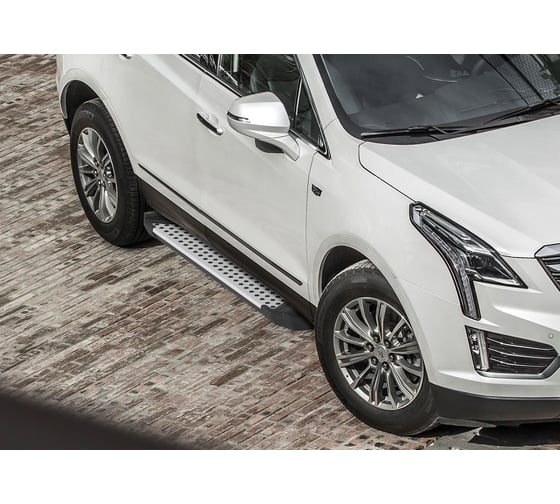 Пороги на автомобиль Rival Bmw-Style круг для Cadillac XT5 2016-2019-н.в., 193 см, 2 шт., алюминий D193AL.0801.1