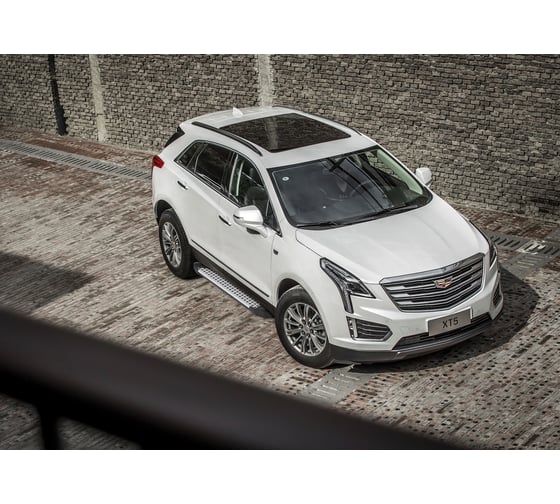 Пороги на автомобиль Rival Bmw-Style круг для Cadillac XT5 2016-2019-н.в., 193 см, 2 шт., алюминий D193AL.0801.1