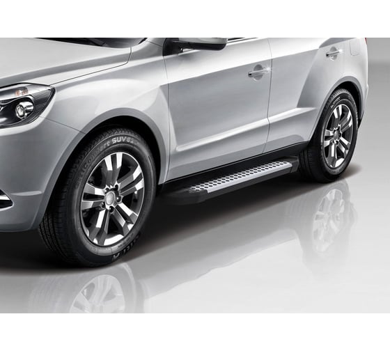 Пороги на автомобиль Rival Bmw-Style круг для Geely Emgrand X7 2013-2018 г.в., 173 см, 2 шт., алюминий D173AL.1902.2