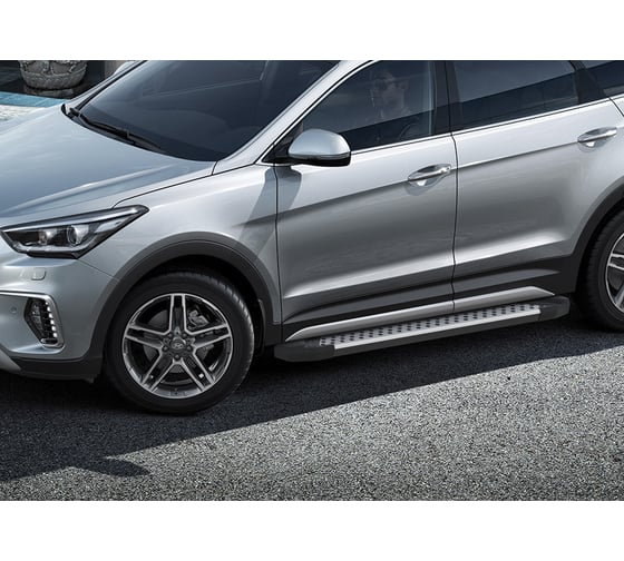 Пороги на автомобиль Rival Bmw-Style круг для Hyundai Grand Santa Fe 2013-2018 г.в., 180 см, 2 шт., алюминий D180AL.2306.2
