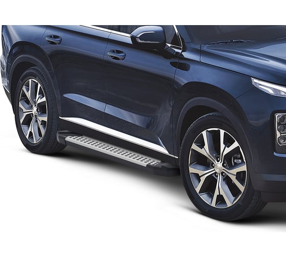 Пороги на автомобиль Rival Bmw-Style круг для Hyundai Palisade 2020-н.в., 193 см, 2 шт., алюминий D193AL.2311.1