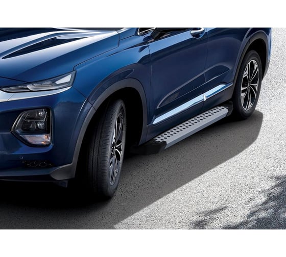 Пороги на автомобиль Rival Bmw-Style круг для Hyundai Santa Fe IV 2018-2021 г.в., 180 см, 2 шт., алюминий D180AL.2307.1