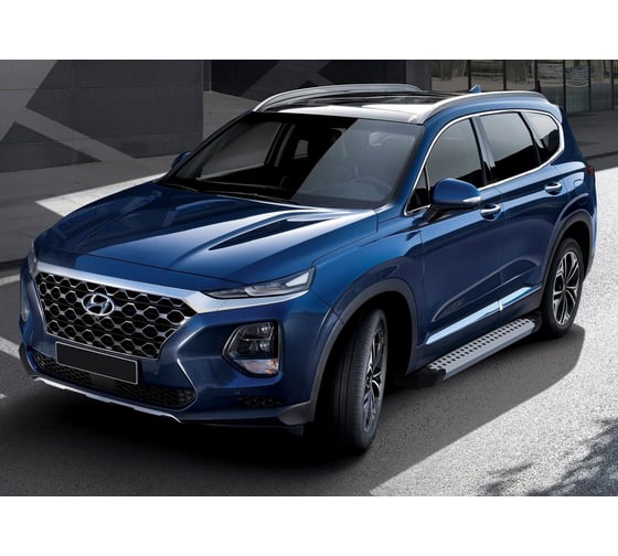 Пороги на автомобиль Rival Bmw-Style круг для Hyundai Santa Fe IV 2018-2021 г.в., 180 см, 2 шт., алюминий D180AL.2307.1