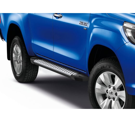Пороги на автомобиль Rival Bmw-Style круг для Toyota Hilux VIII 2015-2020-н.в., 193 см, 2 шт., алюминий D193AL.5708.1