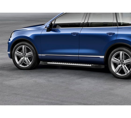 Пороги на автомобиль Rival Bmw-Style круг для Volkswagen Touareg II рестайлинг (R-Line) 2014-2018, 193 см, 2 шт., алюминий D193AL.5801.4