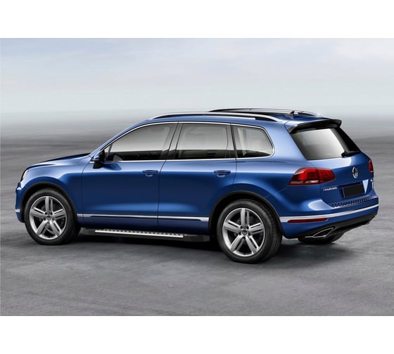 Пороги на автомобиль Rival Bmw-Style круг для Volkswagen Touareg II рестайлинг (R-Line) 2014-2018, 193 см, 2 шт., алюминий D193AL.5801.4