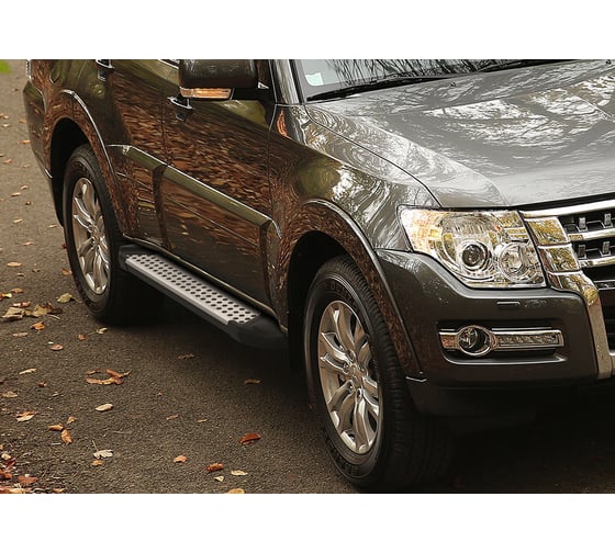 Пороги на автомобиль Rival Bmw-Style круг для Mitsubishi Pajero IV 2006-2014-н.в., 173 см, 2 шт., алюминий D173AL.4002.1