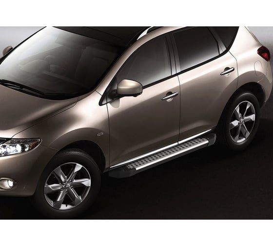 Пороги на автомобиль Rival Bmw-Style круг для Nissan Murano Z51 рестайлинг 2010-2016 г.в., 173 см, 2 шт., алюминий D173AL.4108.2