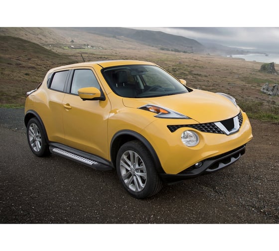 Пороги на автомобиль Rival Bmw-Style круг для Nissan Juke I (передний привод) 2010-2019 г.в., 173 см, 2 шт., алюминий D173AL.4102.2