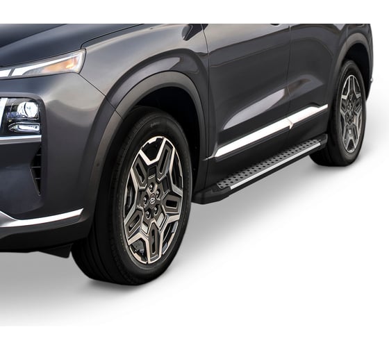 Пороги на автомобиль Rival Bmw-Style круг для Hyundai Santa Fe IV рестайлинг 2021-н.в., 180 см, 2 шт., алюминий D180AL.2312.1