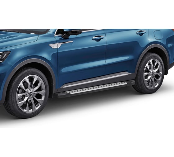 Пороги на автомобиль Rival Bmw-Style круг для Kia Sorento IV 2020-н.в., 180 см, 2 шт., алюминий D180AL.2806.1
