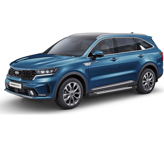 Пороги на автомобиль Rival Bmw-Style круг для Kia Sorento IV 2020-н.в., 180 см, 2 шт., алюминий D180AL.2806.1