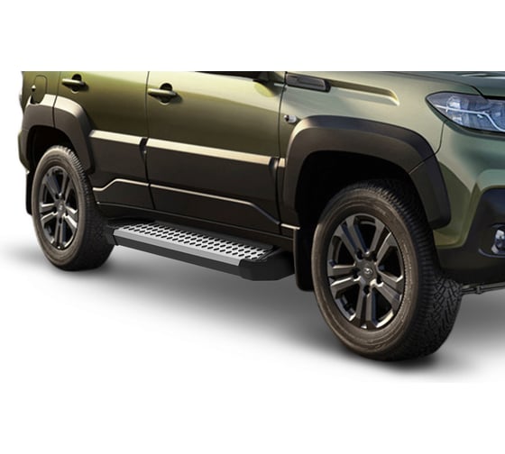 Пороги на автомобиль Rival Bmw-Style круг для Lada Niva Travel 2021-н.в., 160 см, 2 шт., алюминий D160AL.6006.1