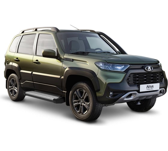 Пороги на автомобиль Rival Bmw-Style круг для Lada Niva Travel 2021-н.в., 160 см, 2 шт., алюминий D160AL.6006.1