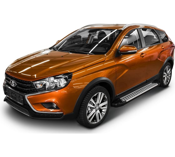 Пороги на автомобиль Rival Bmw-Style круг для Lada Vesta Cross универсал 2017-н.в., 180 см, 2 шт., алюминий D180AL.6003.1