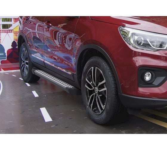 Пороги на автомобиль Rival Bmw-Style круг для Lifan X70 2017-н.в., 173 см, 2 шт., алюминий D173AL.3305.1