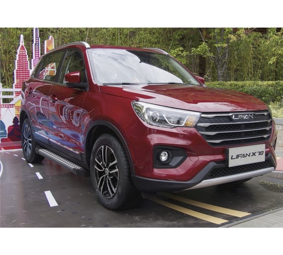Пороги на автомобиль Rival Bmw-Style круг для Lifan X70 2017-н.в., 173 см, 2 шт., алюминий D173AL.3305.1