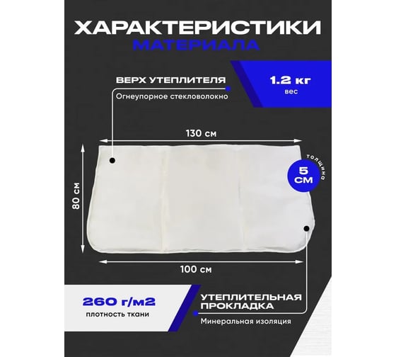 Автоодеяло на двигатель SGM 130x80 см, Утеплитель двигателя автомобильный под капот, SGM.HEAT.130.80.W
