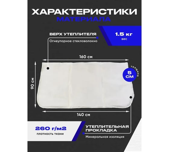 Автоодеяло на двигатель SGM 160x90 см, Утеплитель автомобильный под капот, SGM.HEAT.160.90.W