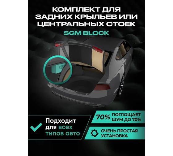 Комплект шумоизоляции SGM на задние крылья и центральные стойки от / шумблоки для авто SGM.BG.SET