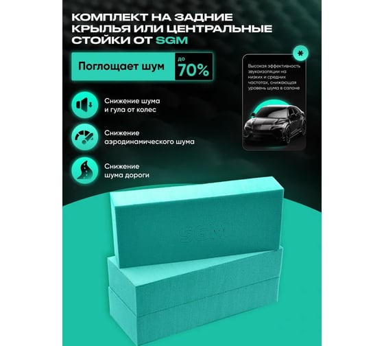 Комплект шумоизоляции SGM на задние крылья и центральные стойки от / шумблоки для авто SGM.BG.SET