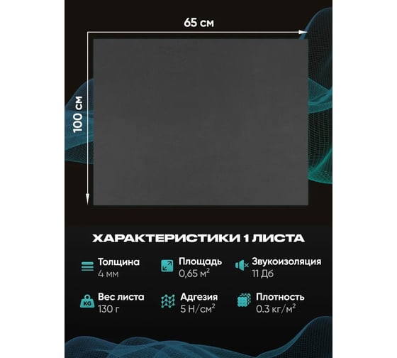 Шумоизоляция SGM для автомобиля Graysonic XL, 5 листов (0.65х1м) SGM.GS.XL.5