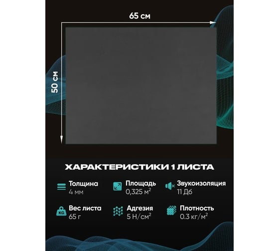 Шумоизоляция SGM для автомобиля Graysonic, 5 листов (0.65х0.5м) SGM.GS.5