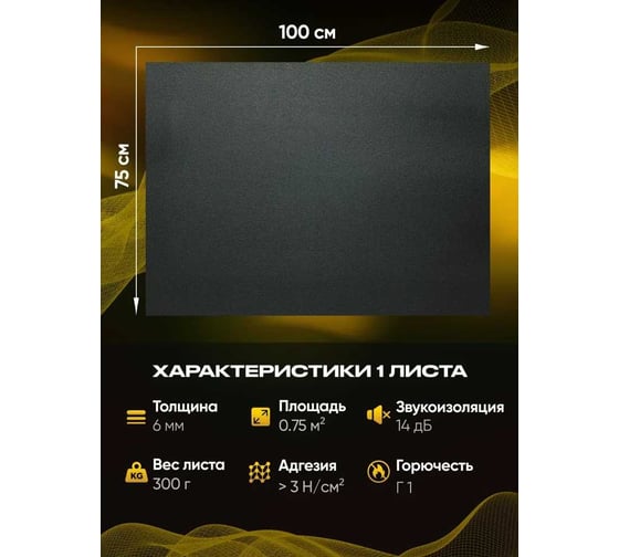 Шумоизоляция SGM для автомобиля R-ton 6, 1 большой лист 0.75х1м SGM.RT.6.1