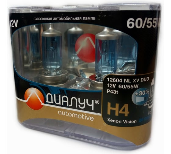 Лампы Диалуч Night Light Xenon Vision Н4 12V 60/55W 12604-NL-XV-DUO 1
