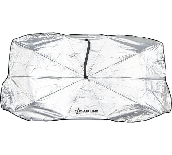 Шторка солнцезащитная Airline 80x140 см, на лобовое стекло, зонт, складная, черная/серая ADSS006