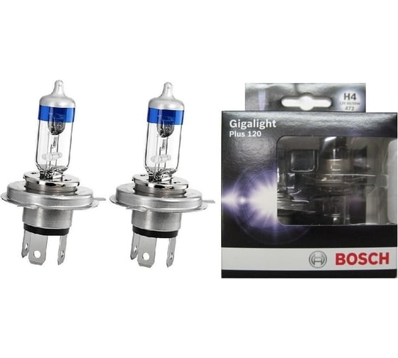 Автолампа BOSCH H4 12V 60/55W GIGALIGHT+120 2шт, картонная упаковка 1987301106