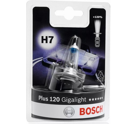 Автолампа BOSCH H7 12V 55W Gigalight Plus 120 1шт, блистерная упаковка 1987301110