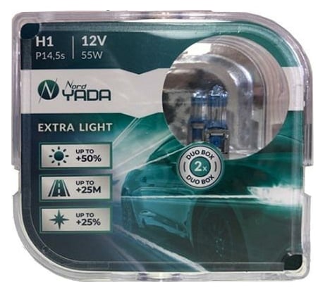 Лампа Nord-Yada H1 12V 55W EXTRA LIGHT +50 % Plastic case - 2шт. 907362