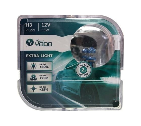 Лампа Nord-Yada H3 12V 55W EXTRA LIGHT +50 % Plastic case, 2шт 907363