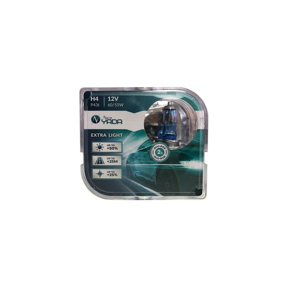 Лампа Nord-Yada H4 12V 60/55W EXTRA LIGHT +50 % Plastic case - 2 шт ...
