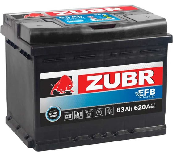 Аккумуляторная батарея ZUBR EFB 63Ah L+ ZE6301 1